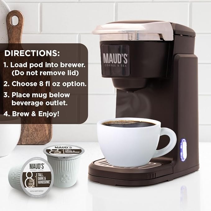 Maud's Dark Roast Coffee Pods 200ct Single Serve Pods – 100% Arabica Coffee Compatible with Keurig K Cups Maker
