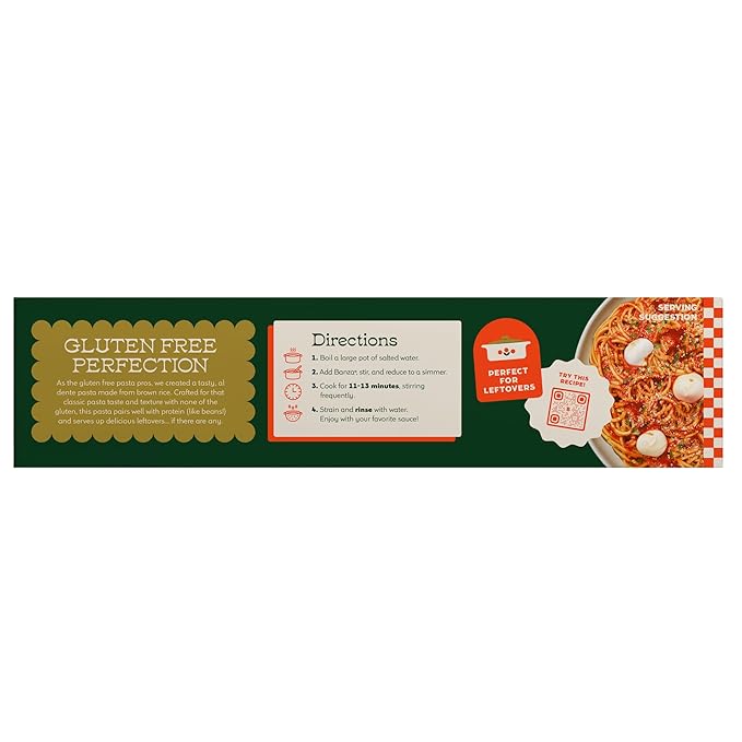 Banza Brown Rice Spaghetti (12-Pack) - Gluten-Free Pasta Made in Italy - Non-GMO Classic Texture Perfect for Leftovers