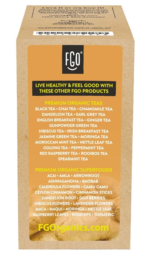 Organic Ginger Tea K-Cup Pods 24 Pods by FGO - Compatible with Keurig - Naturally Caffeine-Free Herbal Tea USDA Organic Non-GMO &amp Recyclable