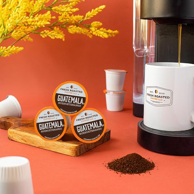 Fresh Roasted Coffee Guatemala Huehuetenango Medium Roast 72 Pods for K Cup Brewers