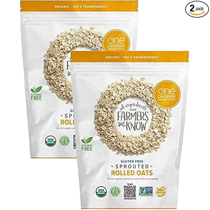 One Degree! Organic Sprouted Rolled Oats 5 lb Pouch Gluten-Free Non-GMO Plant-Based Vegan Family Size (Pack of 2 10 lbs Total)
