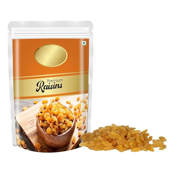100% Pure Premium Golden Raisins Seedless Green kishmish/Dried Grapes kismis | Dry fruits Raisin | Healthy Sweet Treats| Nutritious Rich in Iron &amp Vitamin B - 200gm