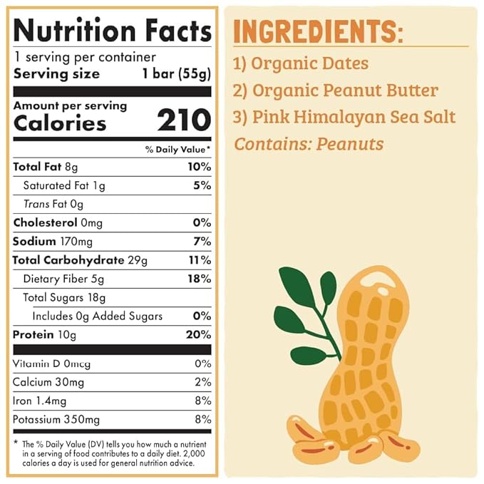Skout Organic Plant-Based Protein Bars Peanut Butter (12 Pack) – 10g Protein – Vegan Protein Bars – Only 3 Ingredients – Easy Snack – Gluten Dairy &amp Soy Free
