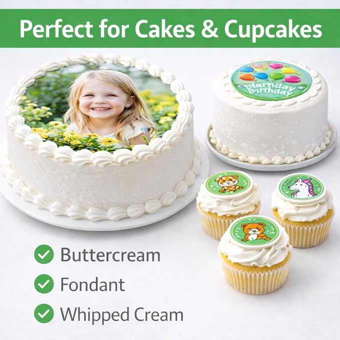 Oasis Supply Ultra Flexible Edible Icing Sheets – 12 Premium Frosting Sheets 8.5 x 11 Printable Edible Paper for Edible Ink Printers Cake Toppers Edible Images &amp Photo Cakes – Bright White Print