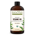 Banyan Botanicals Organic Unrefined Sesame Oil – Rich &amp Warming Ayurvedic Massage Oil for Body &amp Scalp – Traditional Abhyanga Oil for Deep Tissue Grounding &amp Recovery – 24 oz – USDA Organi