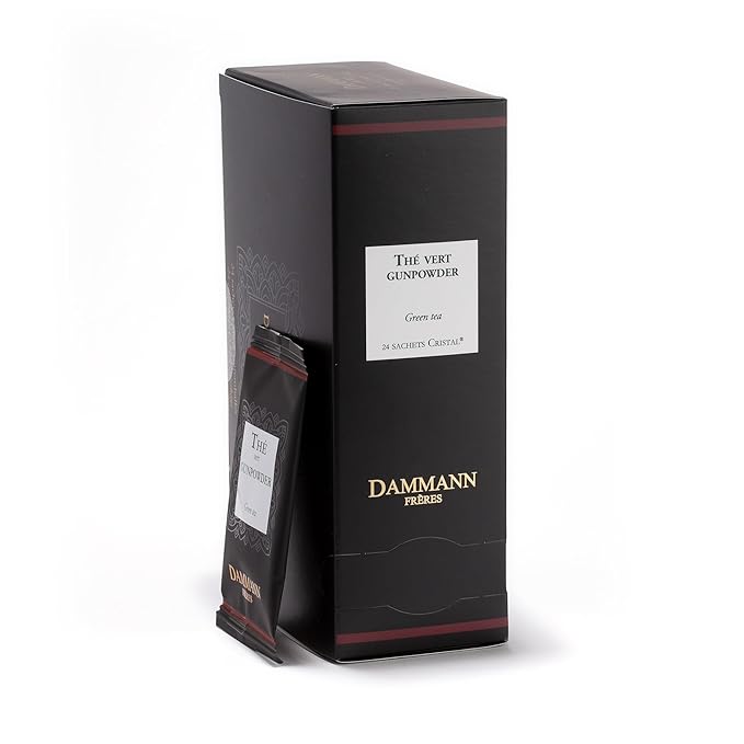 Dammann Freres Satchets Gunpowder Green Tea Bags Premium Gourmet French Tea Individually Wrapped 24 Count (Single Pack)