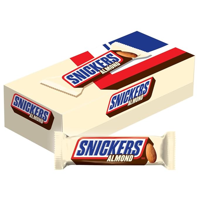 SNICKERS Candy Almond Milk Chocolate Bars Bulk Pack 1.76 oz Bars (Pack of 24)