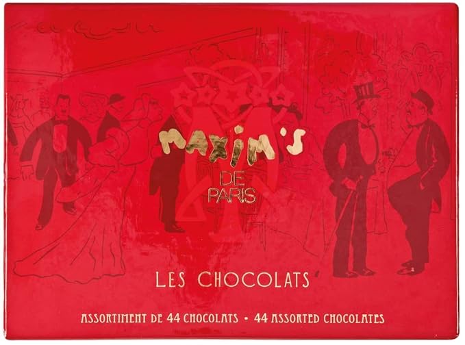 Luxurious Chocolate Assortment in Red Tin Box Milk Chocolate and Dark CHocolate BonbonsAssortment 44 Pieces