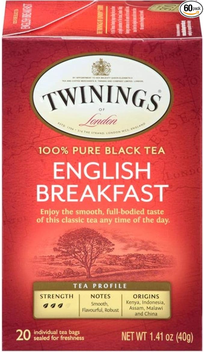 Twinings English Breakfast Tea Tea Bags 20-Count Boxes (Pack of 6) (Value Bulk Multi-Pack)
