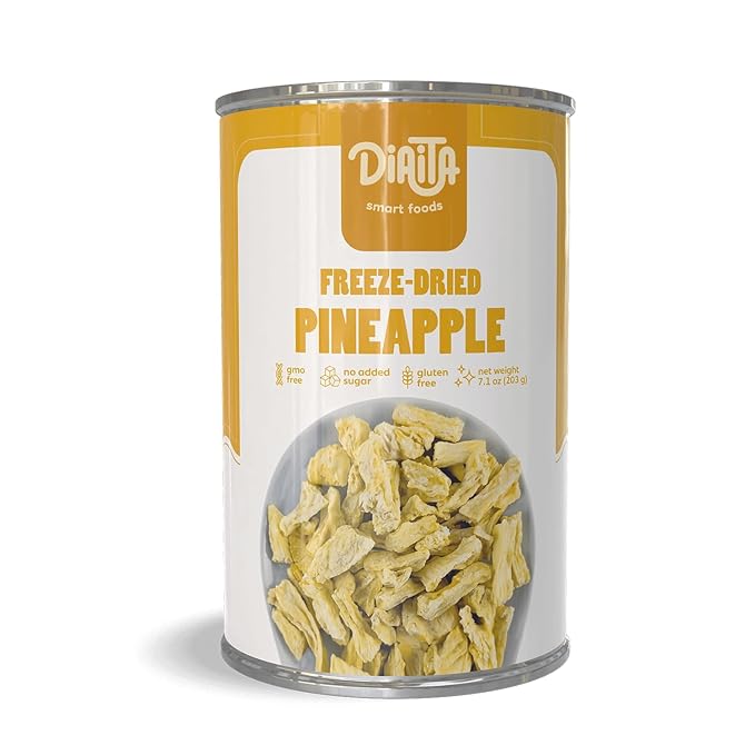 Premium Bulk-Size Freeze-Dried Pineapple in 7.1 oz size - Naturally Sweet Perfect for Snacking Baking Cereal &amp Smoothies 100% Natural Gluten Free Non-GMO - Bulk Size Can