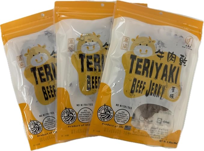 Old Cottage Beef Jerky - Authentic Taiwanese Recipe -Taiwanese Snacks - Dried Jerky Protein Snack | Beef Jerky Asian Snacks 2.82oz Pack of 3 Made in The USA (Pack of 3 Teriyaki)