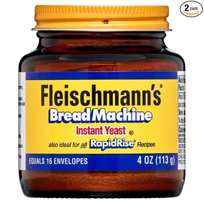 Fleischmann's Bread Machine Yeast Also Ideal for All Rapid Rise Recipes Equals 16 Envelopes 4 oz Jar (Pack of 2)