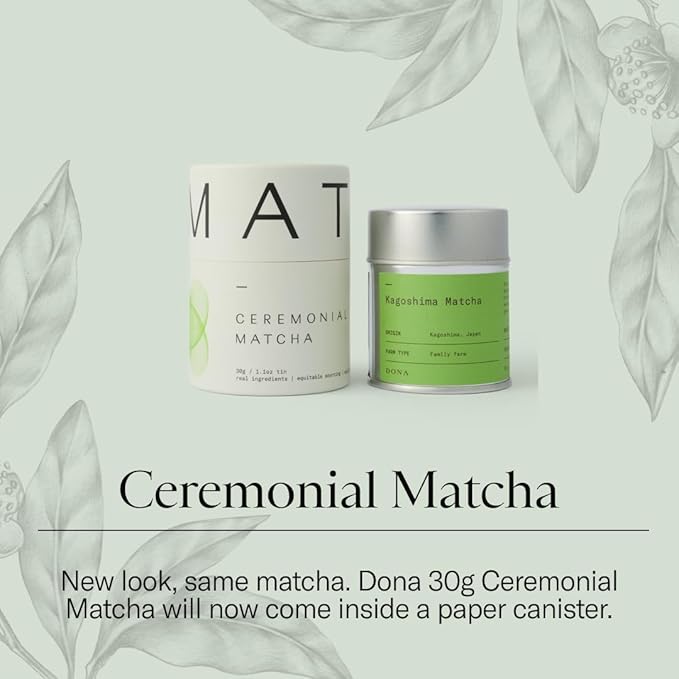 Dona First Flush Ceremonial Grade Matcha Stone-Milled from Shizuoka Kagoshima and Kyoto Family Tea Estate Hot or Iced 1.1 Ounce Airtight Sealed Tin