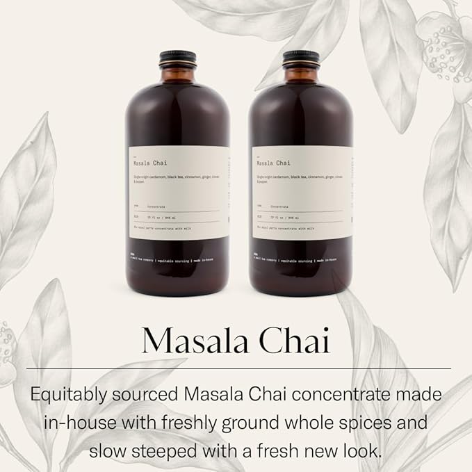 Dona Original Masala Chai Concentrate Small-Batch Single-Origin Spices Hot or Iced Chai 32 Fl Ounce Bottles (Pack of 2) (Large 64 Fl Oz)