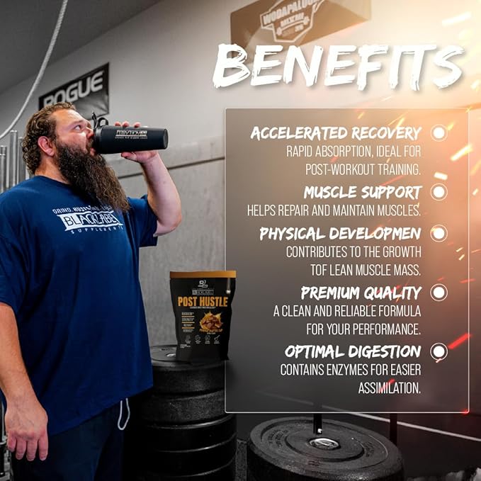 BLACKLABEL Supplements Post Hustle Post Workout Protein Powder 30 Servings – Whey Protein Isolate Powder with Digestive Enzymes – Post Workout Protein Powder – Peanut Butter Cup