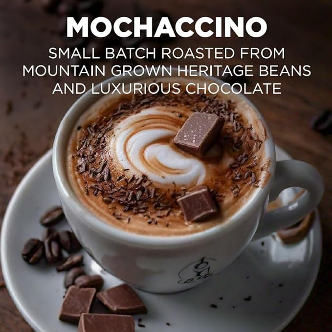 Maud's Chocolate Mocha Cappuccino Coffee Pods 50ct - Mochaccino Mocha Flavor - Made with Gourmet Arabica Coffee Pods Compatible with Keurig K Cups Maker