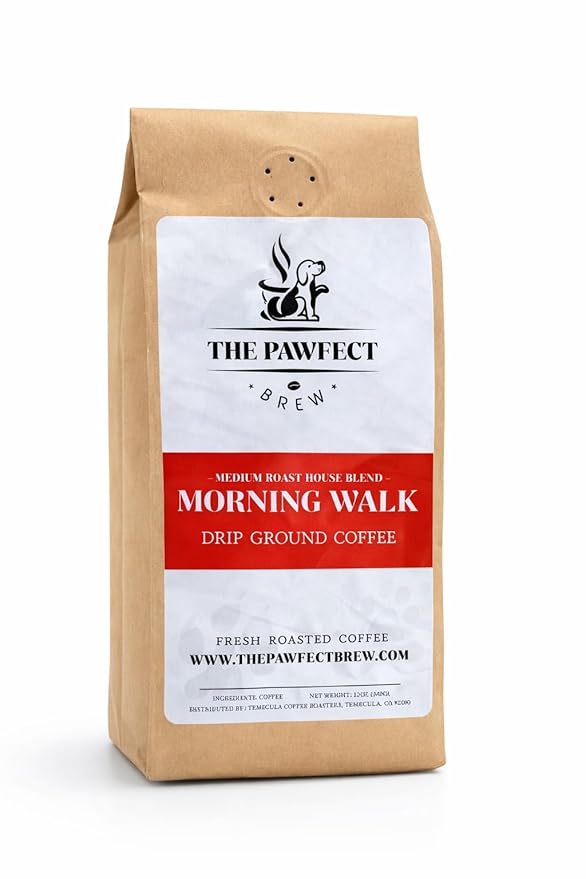 Dog Lover’s Coffee – Morning Walk Breakfast Blend by The Pawfect Brew | Medium Roast Ground Coffee 12 oz| Specialty-Grade Central &amp South American | 25% of profits donated to to Animal Rescue