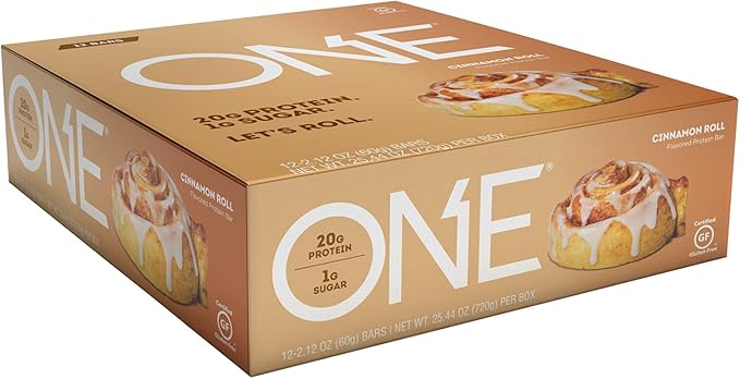 ONE Protein Bars Blueberry Cobbler Gluten Free Protein Bars with 20g Protein and only 1g Sugar &amp Protein Bars Cinnamon Roll Gluten Free Protein Bars with 20g Protein and Only 1g Sugar