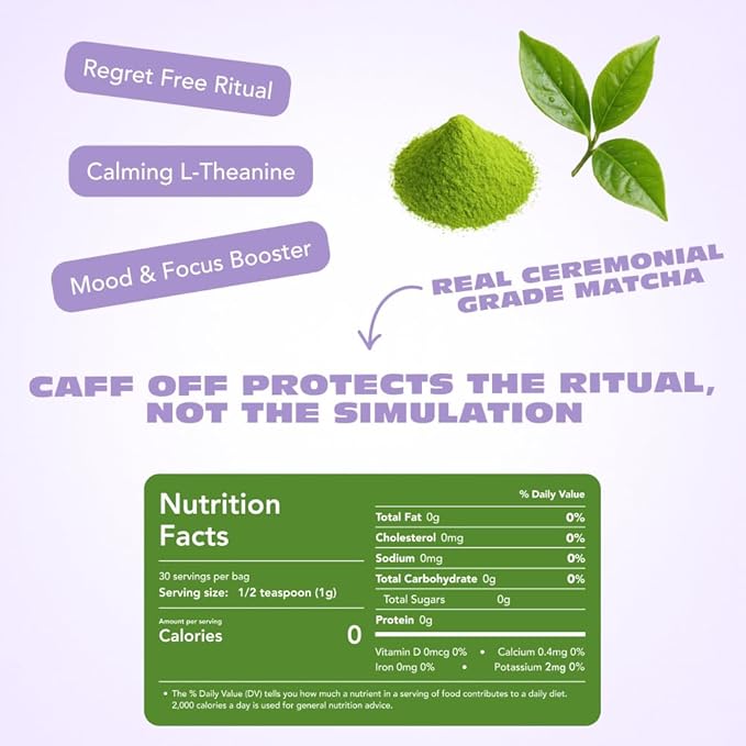Decaf Matcha Green Tea Powder From Japan - 15 Sticks (2 g each / 30 g total) - Ceremonial Grade - Naturally Decaffeinated Using No Chemicals - Tested For Heavy Metals &amp Pestacides - First Harvest