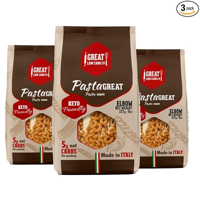 Great Low Carb Company Elbows PastaGreat Shape 8 oz pastas Keto Low carb High Protein. 5 Net Carbs 19g Protein (3 pack)