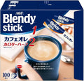 Japanese Instant Coffee – Blendy Stick Café au Lait Calorie Half 100 Sticks – Low-Calorie Creamy Coffee Mix – Smooth &amp Sweet Flavor – Made in Japan