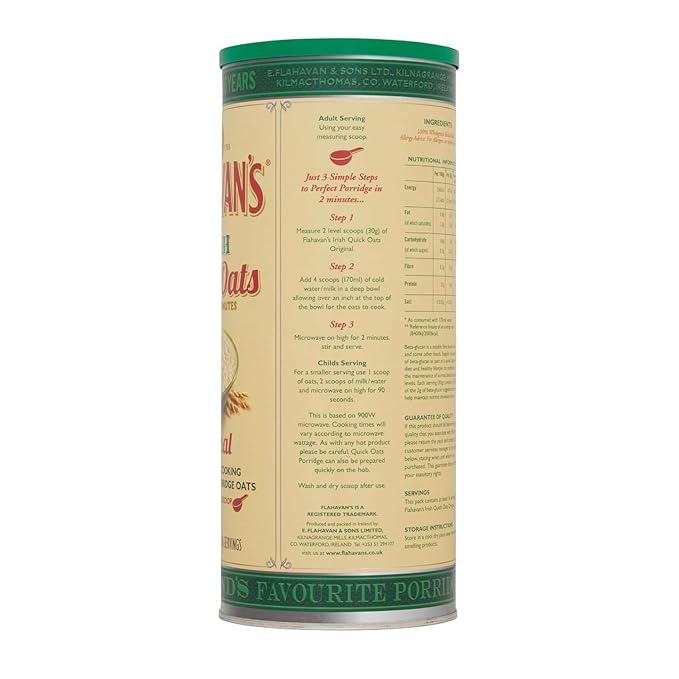 Flahavan's Microwaveable Quick Oats Ireland Pack of 2 500 g