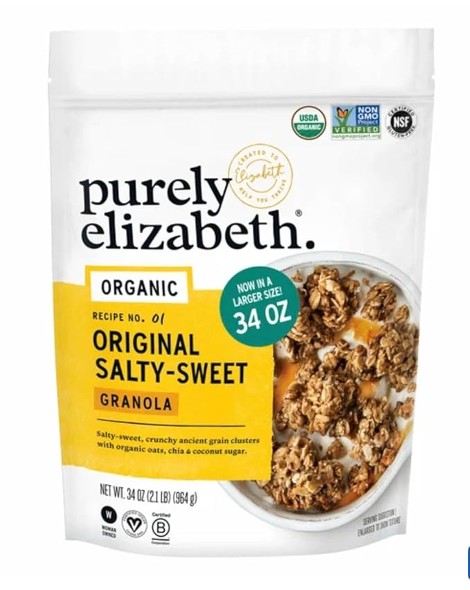 Vegan Purely Elizabeth Organic Original Salty-Sweet Grain Granola Gluten-Free Non-GMO 34 oz Bag