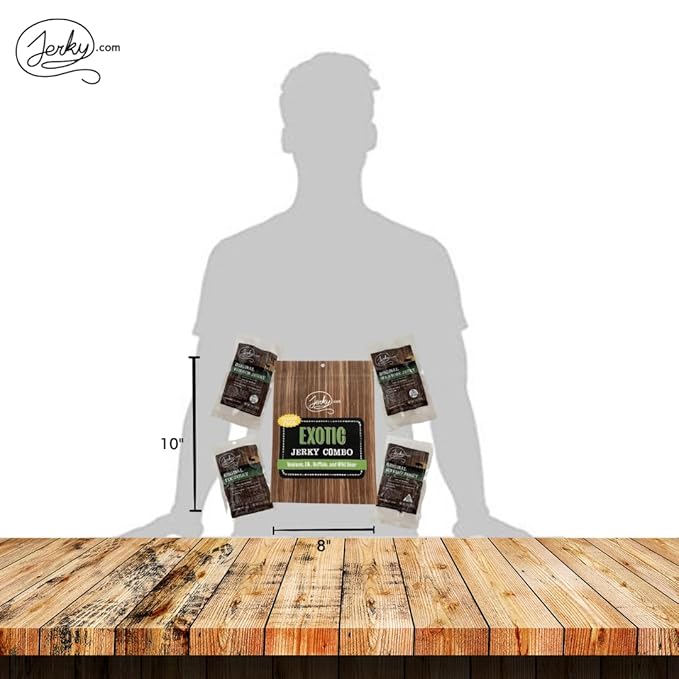 Jerky.com Exotic Jerky Variety Pack | 4pc Wild Game Snacks Sampler with Venison Elk Buffalo &amp Wild Boar | High Protein Keto Exotic Jerky Gifts for Men | Gifts for Men &amp Hunters