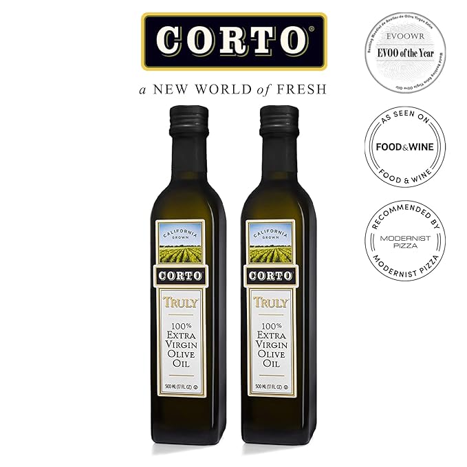 Corto TRULY® | 100% Extra Virgin Olive Oil | Floral Notes | Cold Extracted in State-of-the-Art Mill | Straight from Official Corto Olive Groves &amp Oil Producer (Truly 500ml Twin)