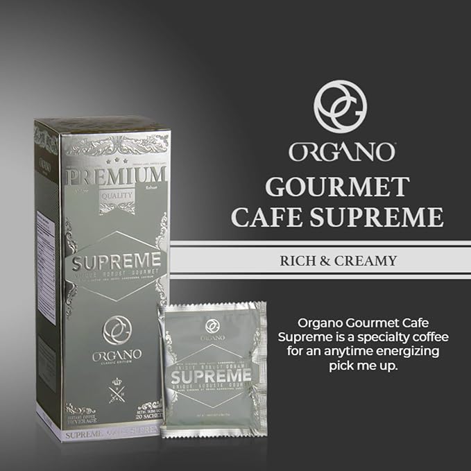 ORGANO 2 Boxes Cafe Supreme 100% Ganoderma Lucidum with Ginseng (40 Sachets)