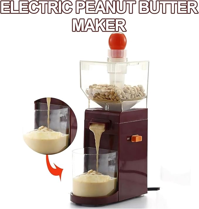 Electric Peanut Butter Maker Commercial-Grade Electric Nut Butter Maker &amp Grinder with Anti-Slip Base 500ml Large Capacity and Stirring Hook Design and Removable Parts for Peanuts Cashews