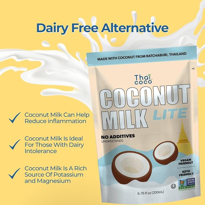 Thai Coco - Lite Coconut Milk Unsweetened - 6.76 fl. oz. 6 Pk