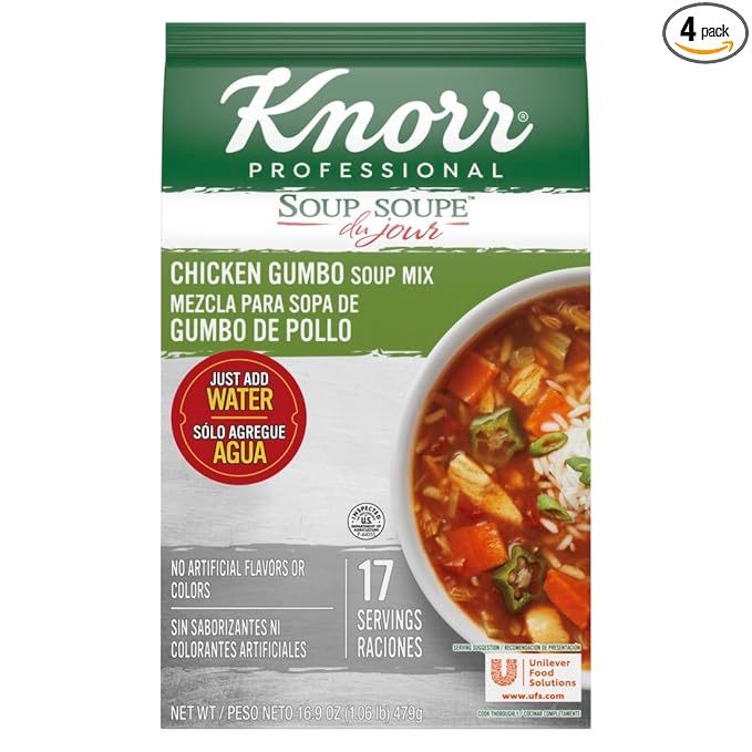 Knorr Professional Soup du Jour Chicken Gumbo Soup Mix No added MSG 0g Trans Fat per Serving Just Add Water1.05 Pound (Pack of 4)