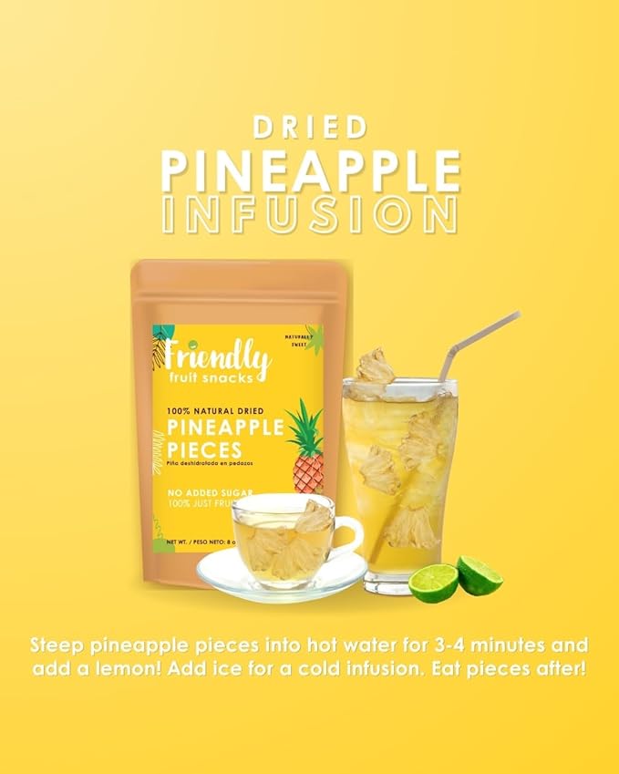 Dried Pineapple Snack | 8 ounces | Natural Dehydrated Healthy Preservatives Free No Sugar Added Non - GMO Vegan Kosher Gluten Free