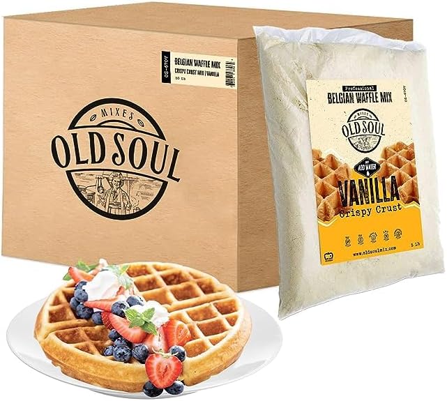 OldSoul Belgian Waffle Mix | Vanilla Flavour | 30 lbs | 168 Waffles | Soy &amp Nut free