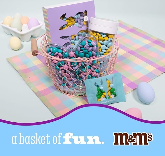 M&ampM'S WORLD Easter Milk Chocolate Candy Box Festive Spring Themed Treats in Easter theme gift box Perfect for Egg Hunts Basket Fillers Party Favors and Seasonal Snacking