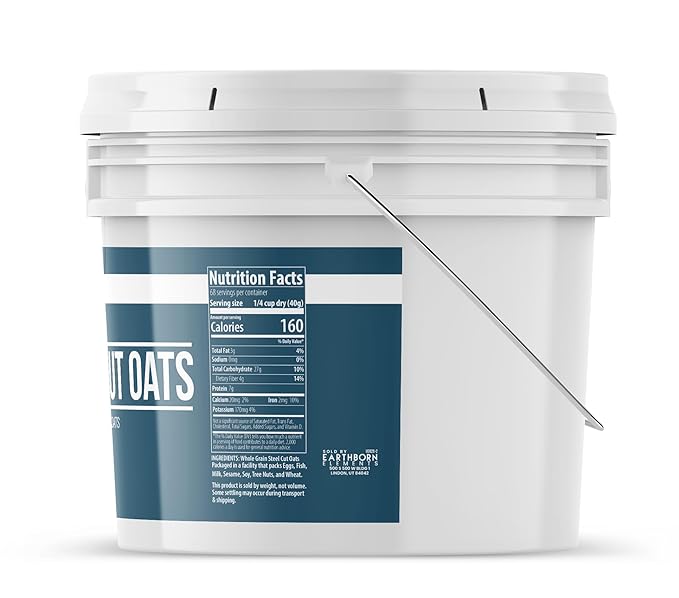 Earthborn Elements Steel Cut Oats (1 Gallon) Also Called Irish Oatmeal Breakfast Resealable Bucket