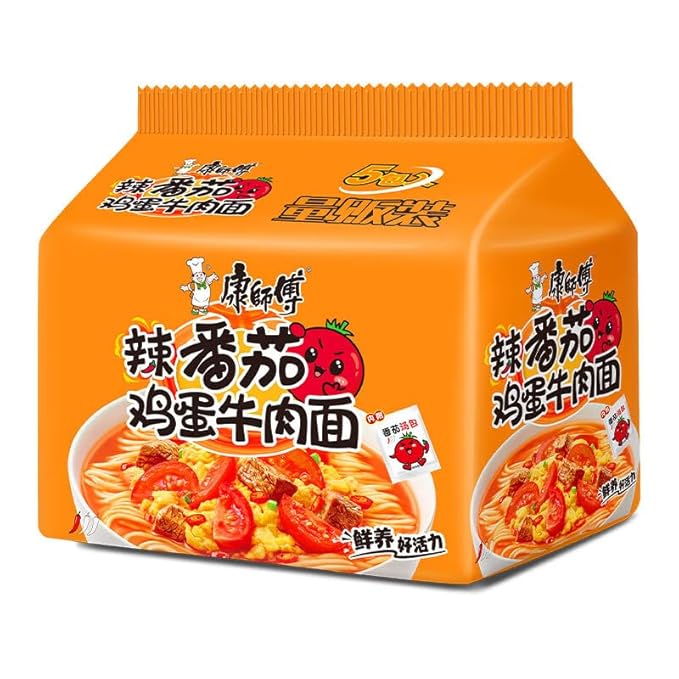 Chinese food Noodles 康师傅 方便面 经典辣番茄面五连包110g*5 泡面 袋装