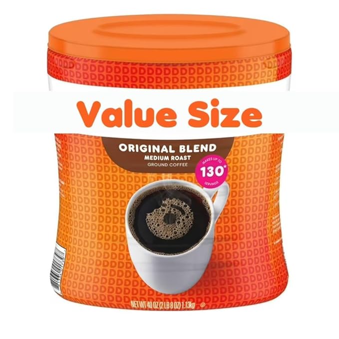Dunkins Donuts Original Blend Ground Coffee 40oz Medium Roast - Great for Offices Restaurants Coffee Bar Gift and Homes