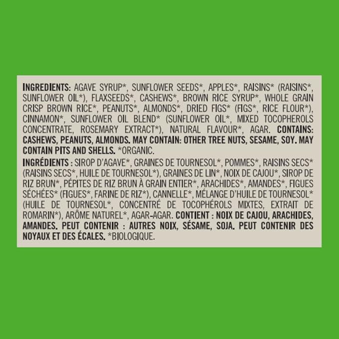 Taste of Nature Organic Apple Snack Bar - Healthy Gluten Free Non GMO Vegan Snack Bars with Mixed Nuts Fruits and Seeds - 16-Count Snack Pack