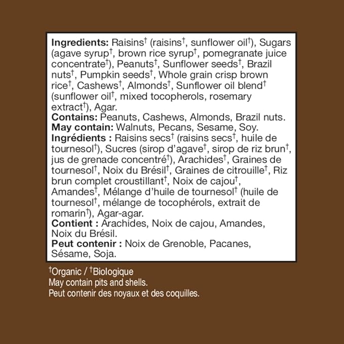 Taste of Nature Organic Peanut Bar - Healthy Gluten Free Non GMO Vegan Bars with Mixed Nuts Fruits and Seeds - 16-Count Pack