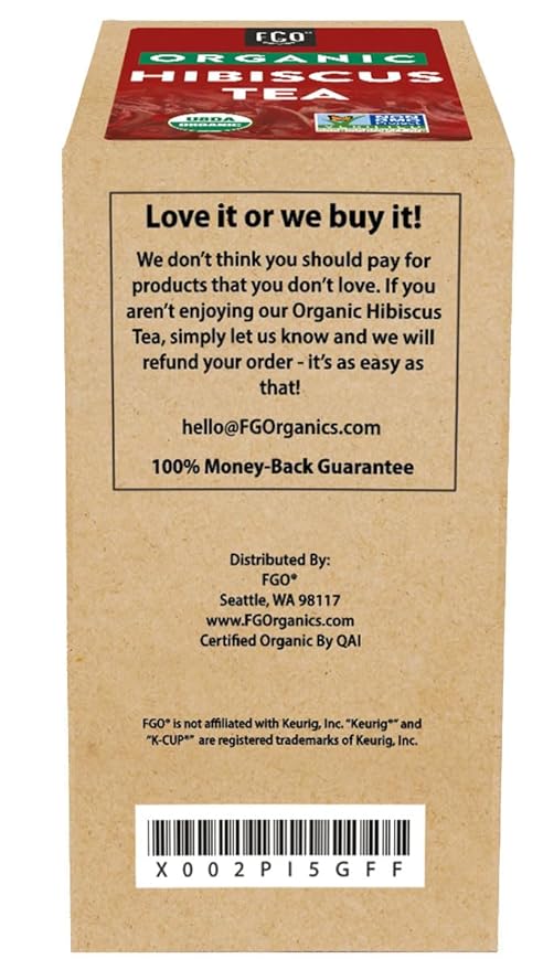 Organic Hibiscus Herbal Tea K-Cup Pods 24 Pods by FGO - Compatible with Keurig - Naturally Caffeine-Free Tea Premium Green Tea is USDA Organic Non-GMO &amp Recyclable