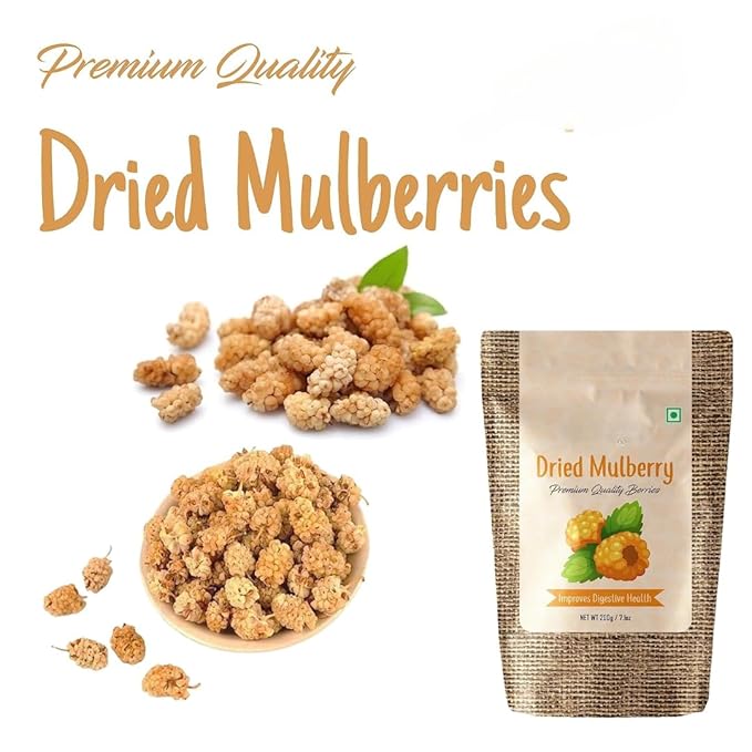 Generic Naturally Dried Mulberries | Naturally Sweet Dried Mulberry - 200 Grams