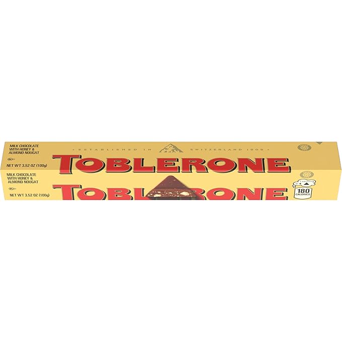TOBLERONE Milk Chocolate Bar with Honey and Almond Nougat Valentines Day Chocolate Candy 20 - 3.52 oz Bars