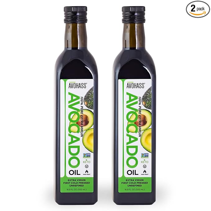 Avohass Kenya Extra Virgin Avocado Oil 2 Pack 16.9 fl oz Bottles Unrefined First Cold Pressed Non GMO