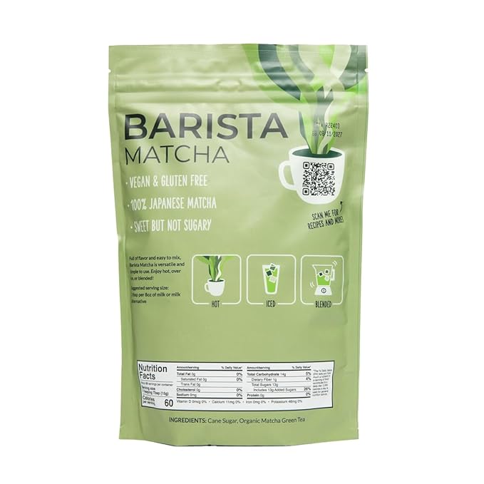 Two Leaves and a Bud Barista Matcha Sweetened Latte Blend (60 Servings) Japanese Matcha Latte Powder Matcha Green Tea Powder 1 Resealable Bag 2 lbs (907g)