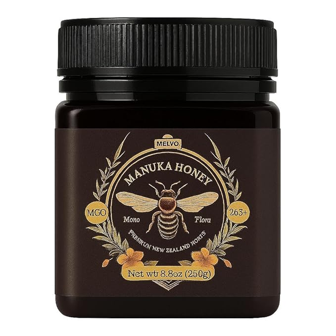 MELVO Manuka Honey MGO 263+ Manuka Honey (250g/8.8oz) Superfood Authentic Raw Honey from New Zealand
