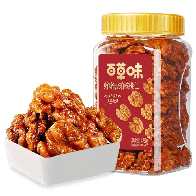 Shell Free Honey Walnuts 425g/Can Walnut Kernels Nuts and Dried Fruits Satisfying Snacks Family Snacks Holiday Gifts Afternoon Tea Desserts Healthy and Nutritious Snacks (1 Can)
