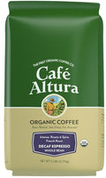 Cafe Altura Whole Bean Organic Coffee Decaf Espresso - Water Process 5 lb Bag