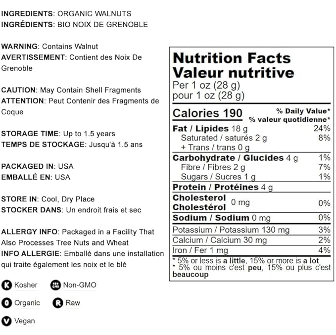 Organic California Walnuts Halves &amp Pieces 25 Pounds – Non-GMO Raw Unsalted Shelled Vegan Kosher Sirtfood Bulk Snack. High in Omega-3 Fatty Acids Protein. Great for Baking and as a Toppi
